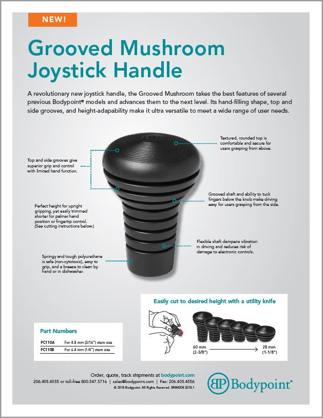 Grooved Mushroom Joystick Handle Sell Sheet